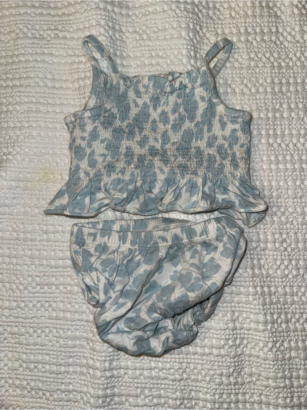 Baby GAP Light Blue Floral Smocked Tank and Brief Set